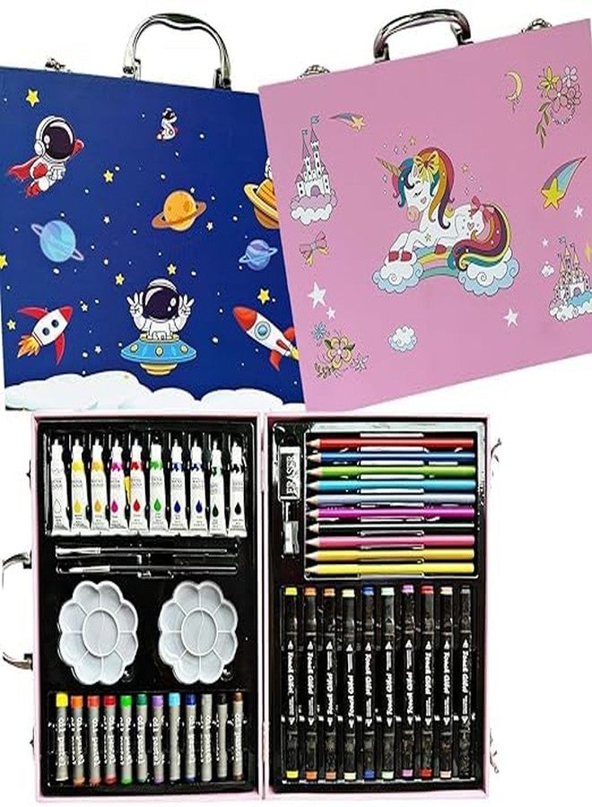 DTR Creation Space 53 pcs Colour Set - Color Box, Multiple Coloring Kit, Professional Drawing Color Pencils, Oil Pastel, Sketches, Water Colors and Acrylic Paint Brush (Space Blue) - Image 3